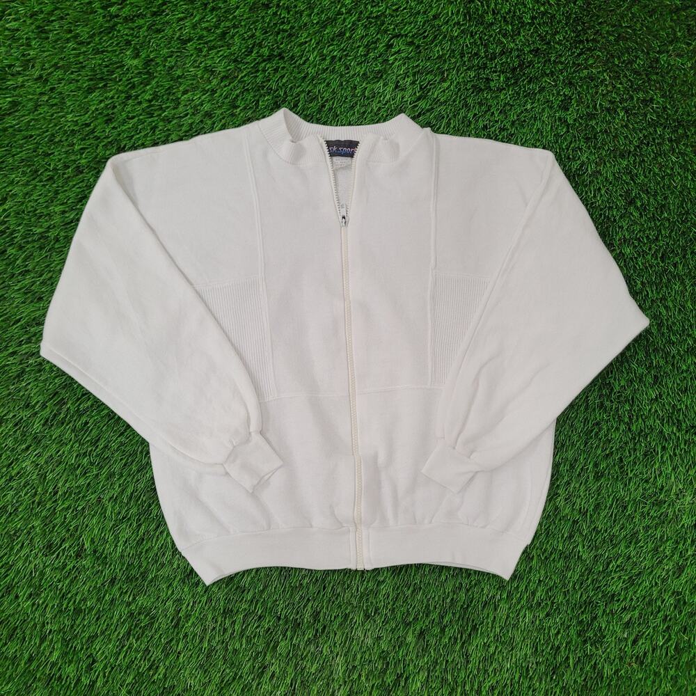 Vintage 80s MOD Track Jacket Women Large 22x22 Crop Boxy USA